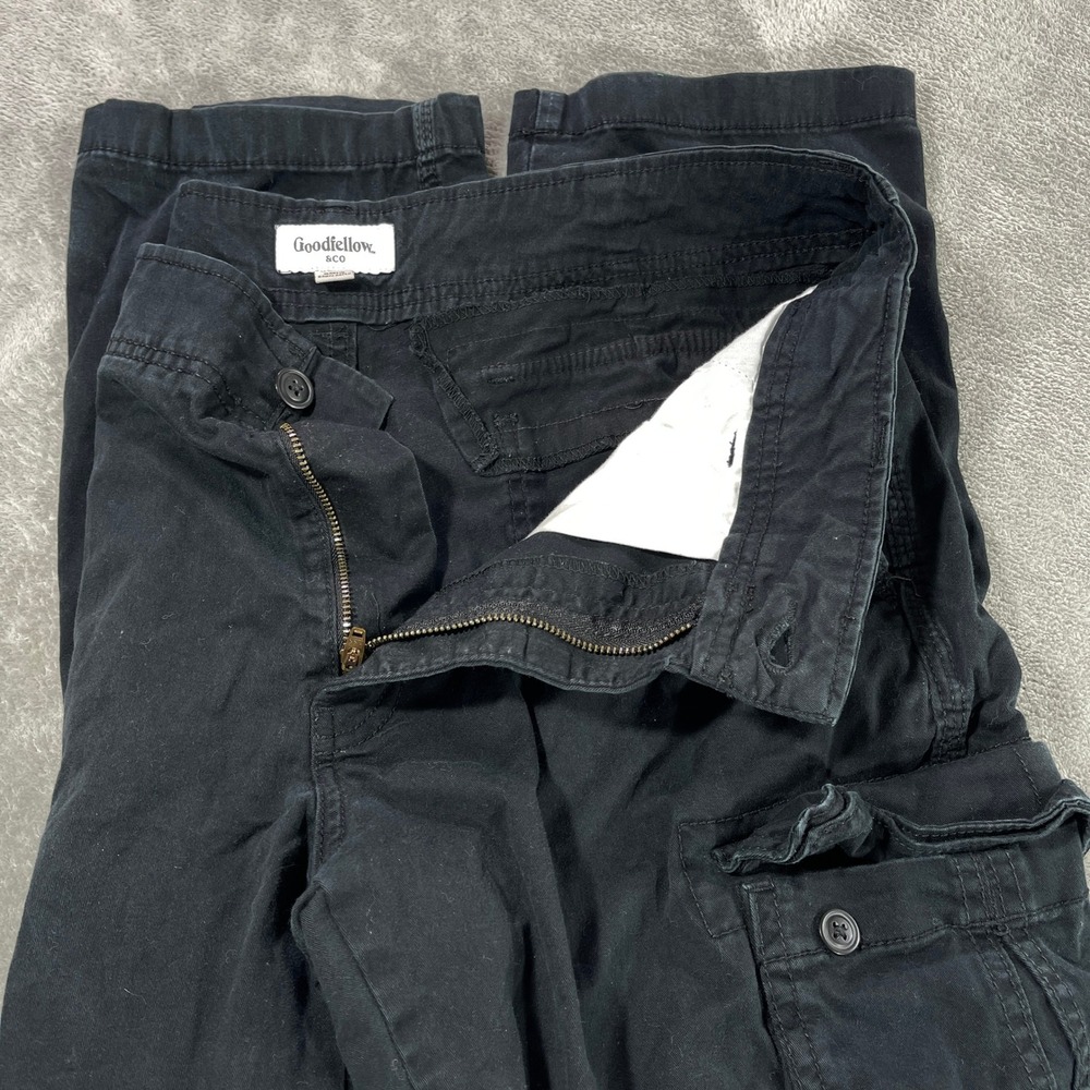 Goodfellow & Co‎ Cargo Pants Mens 36x32 Black Straight Leg Multi Pocket Twill